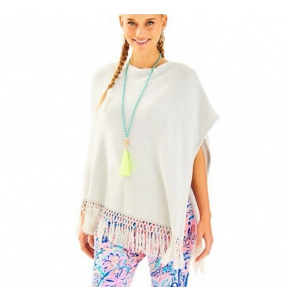 Lilly Pulitzer Floreanna Fringe Sweater Poncho